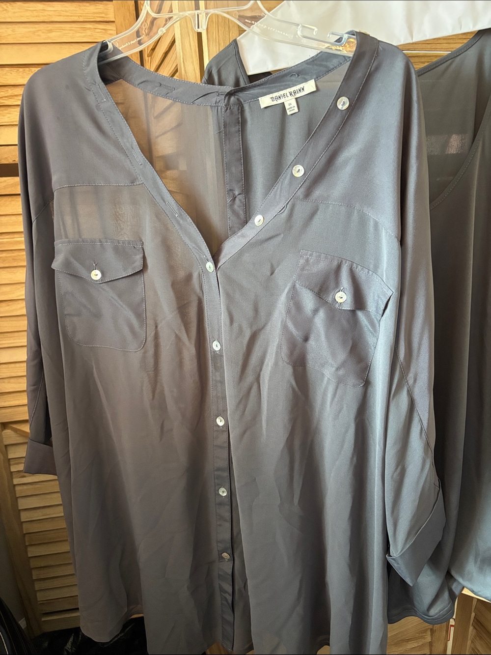 Daniel Rainn Charcoal Button-Front Casual Shirt and Tank Top 2X